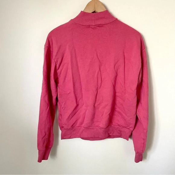 Anthropologie T.La Cut-Out  Funnel Neck Sweatshirt Pink - Picture 6 of 8